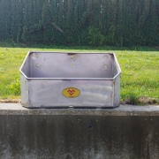 Galvanized mineral block holder front view